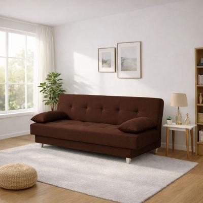 Sofá Cama 3 Lugares Casal Reclinável Suede Com Almofadas Marrom