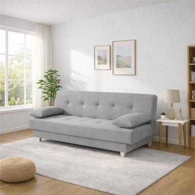 Sofá Cama 3 Lugares Casal Reclinável Suede Com Almofadas Cinza