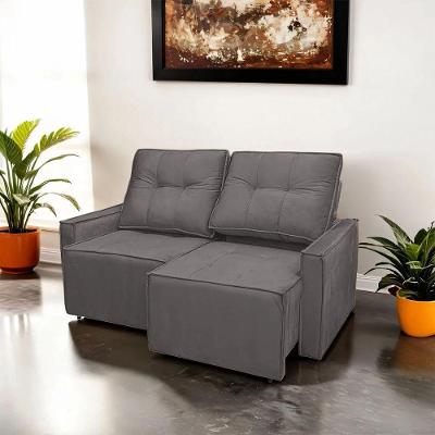 Sofá Retrátil Reclinável Monaco Veludo Cinza Trovão - Lojas Curitibanas