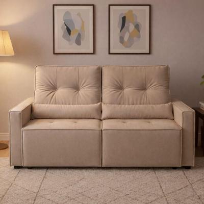 Sofá Retrátil E Reclinável Londrina 1,60m Em Veludo Com Assento D23 – Lojas Curitibanas Bege