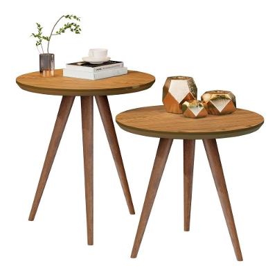 Kit Mesa De Apoio E Lateral Sofá E Sala Visita Freijó - Freijó Freijó