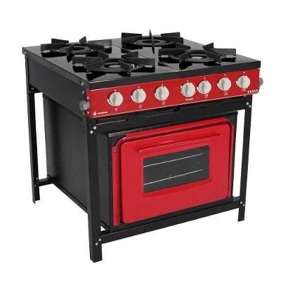 Fogão A Gás Bravo 4 Bocas Vermelho Com Forno Br4bf - Venâncio