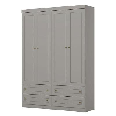 Guarda Roupa Infantil Americano 4 Portas Cinza - Henn