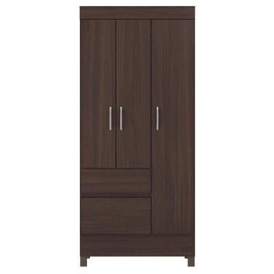 Guarda Roupa Solteiro Wind com Multiuso Golden com Cômoda Montevidéu 3 Portas 2 Gavetas MDP Café