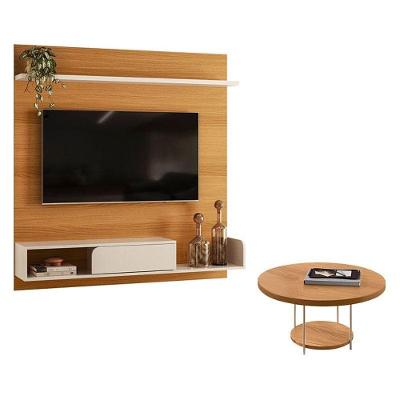 Painel Para Tv Suspenso Evo Com Mesa De Centro Sky Cinamomo Off White - Hb Móveis