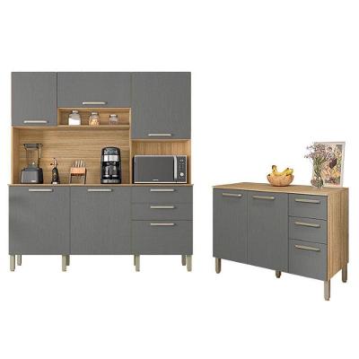 Cozinha Ferrara Com Balcão De Pia Mad Versalhes 120cm Com Tampo Freijó Gris - Kits Paraná