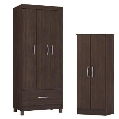 Guarda Roupa Solteiro Prince Com Multiuso Viena Café - Demóbile