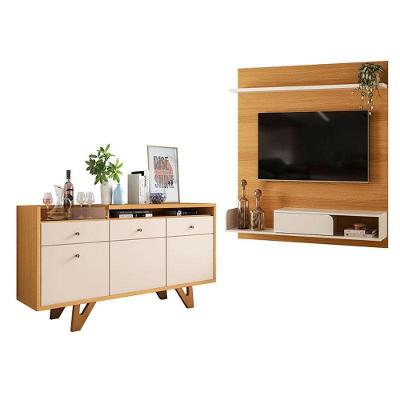 Painel Para Tv Suspenso Evo Com Buffet Soft Cinamomo Off White - Hb Móveis
