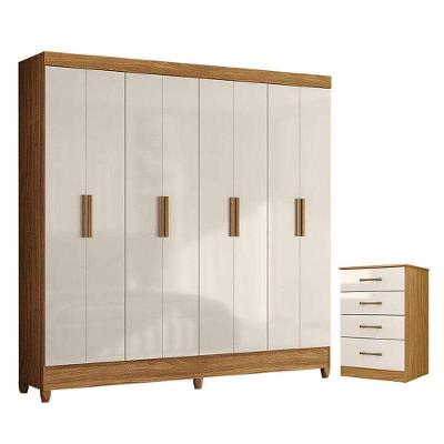 Guarda Roupa Casal Marajó E Cômoda Ms913 Freijó Off White - Moval
