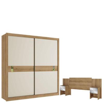 Guarda Roupa Casal Copenhagen 2 Portas Capuccino Off White Cacau Flex E Cabeceira Formosa Glass Capuccino - Thb