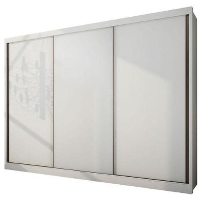 Guarda Roupa Casal Londres 3 Portas 8 Gavetas Neve Com Nicho - Novo Horizonte