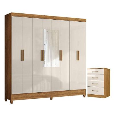 Guarda Roupa Casal com Cômoda Marajó Ms913 8 Portas 6 Gavetas Mdp Off White Moval