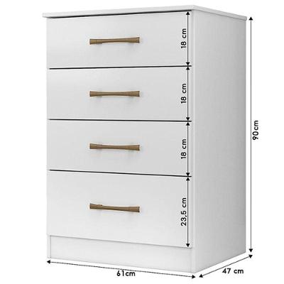 Guarda Roupa Solteiro com Cômoda Madri Flex Ms913 4 Portas de Bater 2 Gavetas MDP Branco Flex Freijó