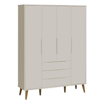 Guarda Roupa Infantil Retrô Elfe Areia Acetinado Amadeirado - Reller