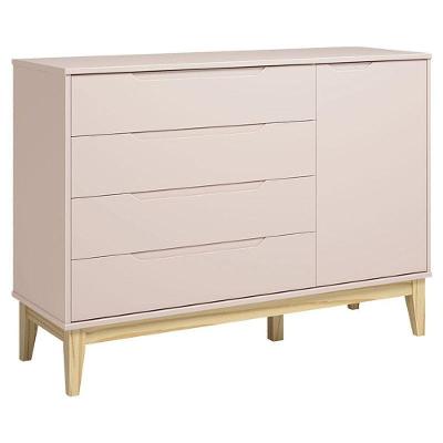 Cômoda Com Porta Classic Elfe Rosa Acetinado Natural - Reller