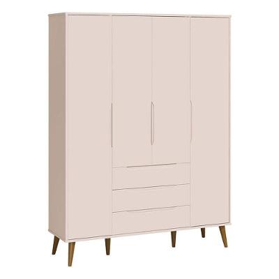 Guarda Roupa Infantil Retrô Elfe Rosa Acetinado Amadeirado - Reller