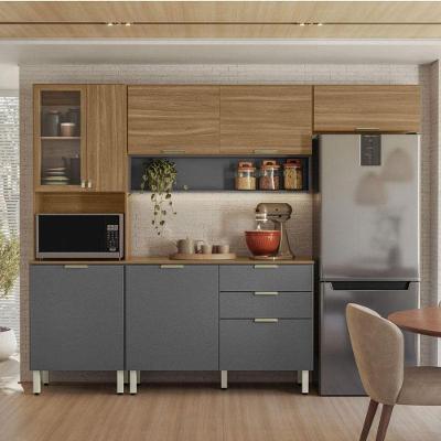 Kit para Cozinha Compacta Alba 7 Portas 2 Gavetas MDF 249.5cm Grafite