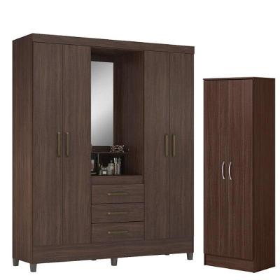 Guarda Roupa Casal Capelinha Pérsia Com Sapateira Multiuso Golden Café - Demóbile