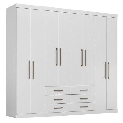 Guarda Roupa Casal 8 Portas 6 Gavetas Master Branco Brilho - Santos Andirá
