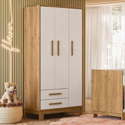 Guarda Roupa Infantil Q Encanto Slim 4340 Freijó Toq Branco Acetinado Ambiente - Qmovi