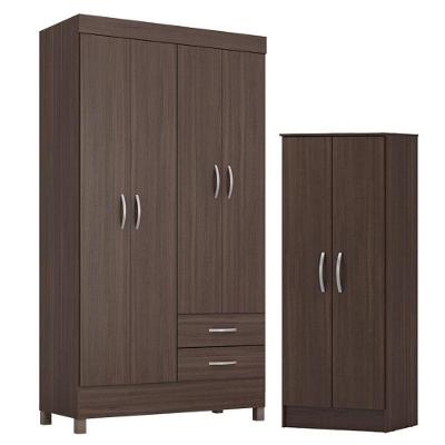 Guarda Roupa Solteiro Astro Com Multiuso Viena Café - Demóbile