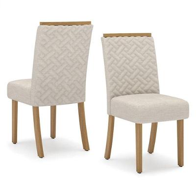 Cadeira Para Mesa De Jantar Malu Kit 02 Peças Nature Linho - Henn