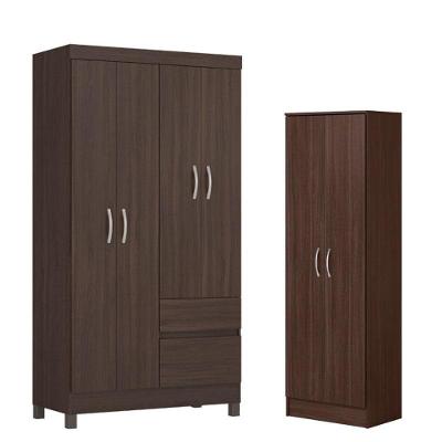 Guarda Roupa Solteiro Lótus Com Sapateira Multiuso Golden Café - Demóbile