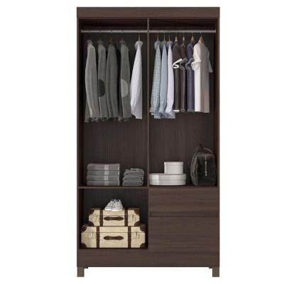 Guarda Roupa Solteiro com Cômoda Lótus Montevidéu 4 Portas 2 Gavetas em MDP Café Touch