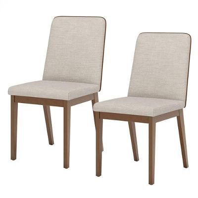 Cadeira Para Mesa De Jantar Pietra Kit 02 Peças Corano Caramelo Linho - Henn