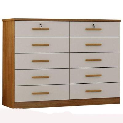 Cômoda Gaveteiro Milão 8 Gavetas MDF com Chave Acabamento Fosco Fendi