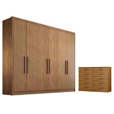 Guarda Roupa Casal New Messina E Gaveteiro Milão Com Chave Cumaru 23 - Novo Horizonte