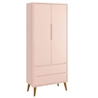 Guarda Roupa Infantil Theo 2 Portas Rosa Com Pés Amadeirados - Reller