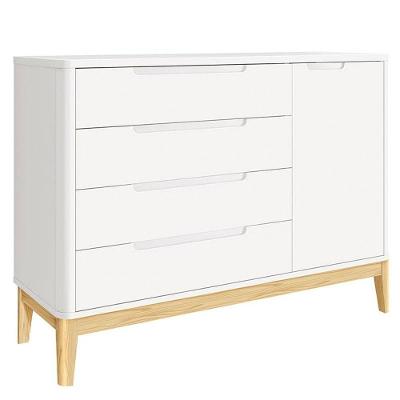 Cômoda Infantil Classic Boom Branco Com Pés Madeira Natural - Reller