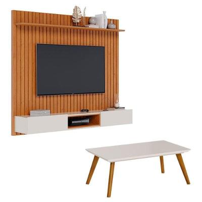 Painel Suspenso Loft 1.8 Com Mesa De Centro Classic Nature Off White - Imcal