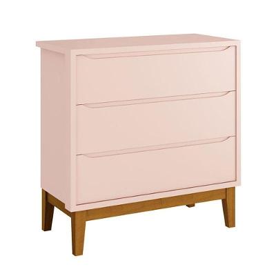 Cômoda Gaveteiro Infantil New Classic Rosa Com Pés Madeira - Reller