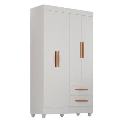 Guarda Roupa Solteiro Lite 4 Portas Branco Brilho - Móveis Leão