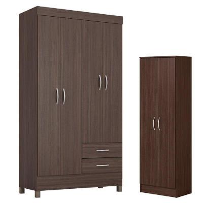 Guarda Roupa Solteiro Astro Com Sapateira Multiuso Golden Café - Demóbile