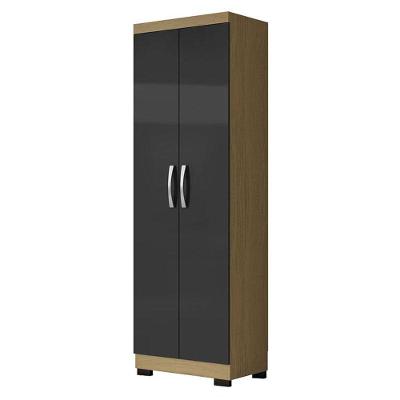 Armário Multiuso 2 Portas New 2000192 Atacama Grafite Com Pés Preto - Aramóveis