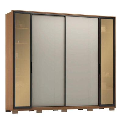 Guarda Roupa Casal Laredo D44910kpe Amêndola Touch Nude Prime Flex Com Portas De Vidro Reflecta E Pés - Demartez