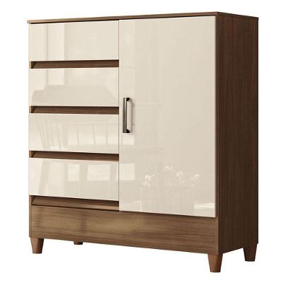 Comoda 1 Portas 4 Gavetas Fit Jequitibá Off Acetinado - Santos Andirá