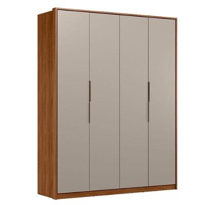 Guarda Roupa Casal Attore D43010k 4 Portas Nogueira Nude Prime Tx Demóbile - Demartêz