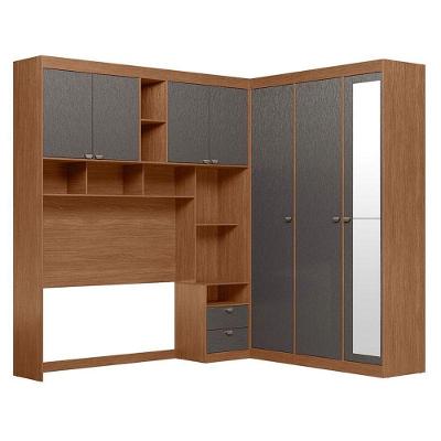 Quarto Casal Lugano Com Espelho Jatobá Grafite Acetinado - Santos Andirá