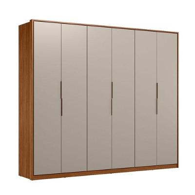 Guarda Roupa Casal Atrice D66010k 6 Portas Nogueira Nude Prime Tx Demóbile - Demartêz