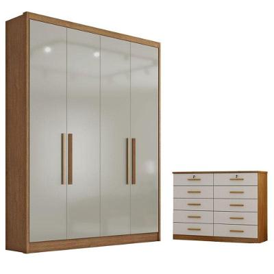 Guarda Roupa Solteiro Sevilha E Gaveteiro Milão Com Chave Cumaru 25 Fendi - Novo Horizonte