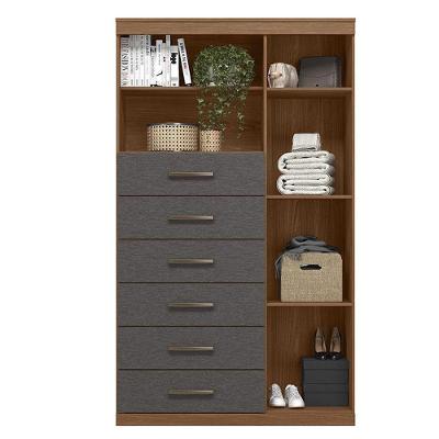 Comoda 1 Porta 6 Gavetas Marabá Jatobá Grafite Acetinado - Santos Andirá