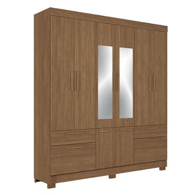 Guarda Roupa Casal 8 Portas Curitiba Com Espelho Jatobá - Santos Andirá