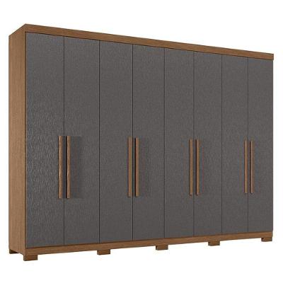 Guarda Roupa Casal 8 Portas 4 Gavetas Master New Jatobá Grafite Acetinado Com Pés - Santos Andirá