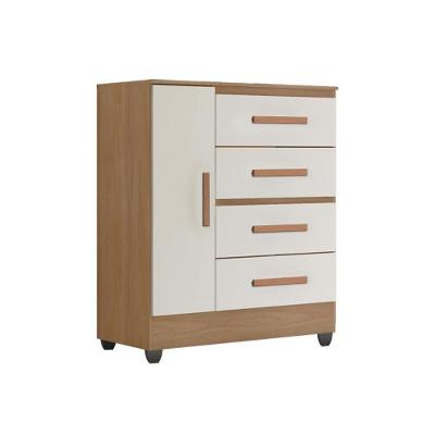 Cômoda Lite 4 Gavetas 01 Porta Nature Off White - Móveis Leão