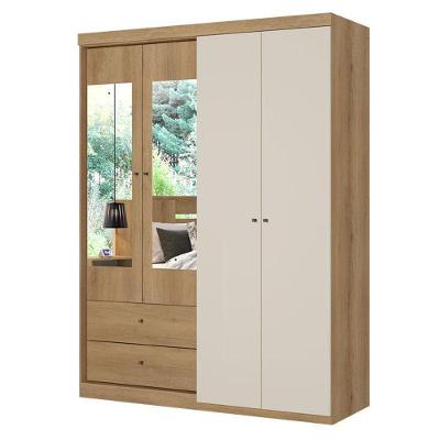 Guarda Roupa Solteiro Star 4 Portas Glass Capuccino Off White -thb