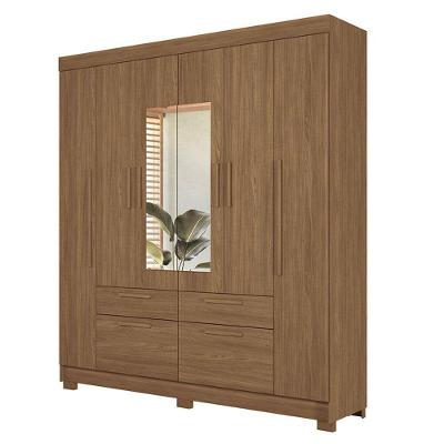 Guarda Roupa Casal 6 Portas Guarapuava Com Espelho Jatobá - Santos Andirá